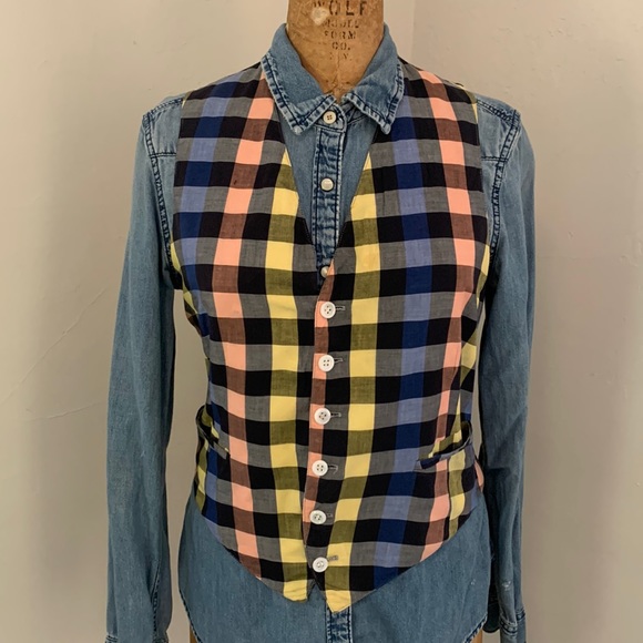 Annie Hall! Vintage 50’s/60’s cotton plaid vest. - Picture 2 of 12